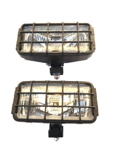 2x Fernscheinwerfer Halogen H3 12V 24V 180x86x76 Schutzgitter und Glühbirnen 24V