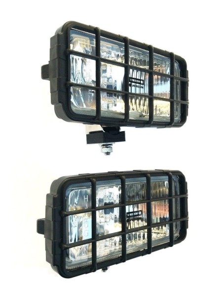 2x Fernscheinwerfer Halogen H3 12V 24V 180x86x76 Schutzgitter und Glühbirnen 24V