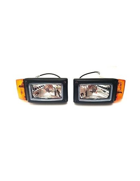 2x Scheinwerfer mit Blinker 12V für Radlader Baumaschinen Schlepper Bagger JCB