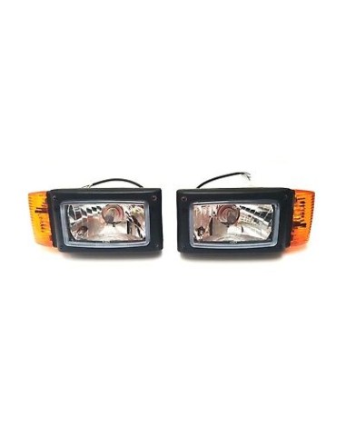 2x Scheinwerfer mit Blinker 12V für Radlader Baumaschinen Schlepper Bagger JCB