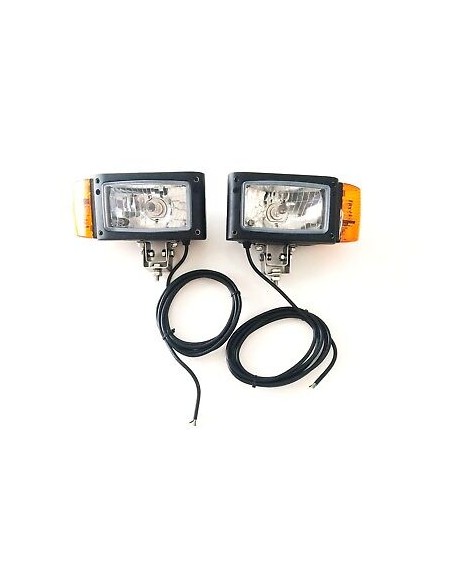 2x Scheinwerfer mit Blinker f. Baumaschinen Schlepper Bagger Omegahalter 24V E20
