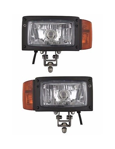 2x Scheinwerfer mit Blinker f. Baumaschinen Schlepper Bagger Omegahalter 24V E20