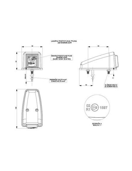 Seitenmarkierungsleuchte LED Ecke 12/24 Orange 223