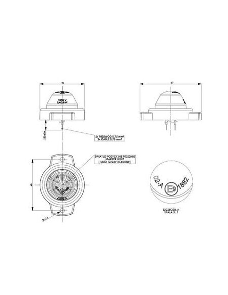 Seitenmarkierungsleuchte LD-358 Weiss 12/24V