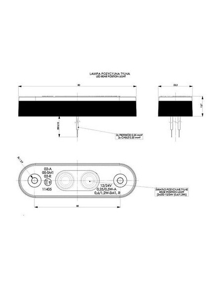Seitenmarkierung rote LED 12/24V