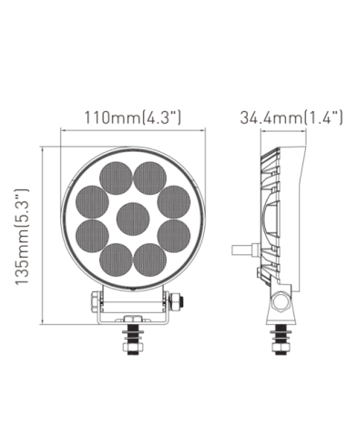 LED work lamp 9xLED circular PLUS