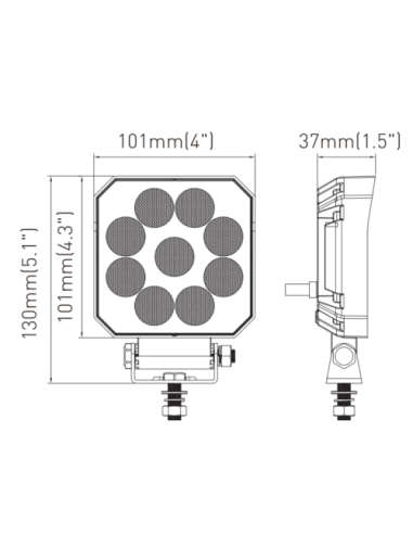 LED work lamp 9xLED square PLUS