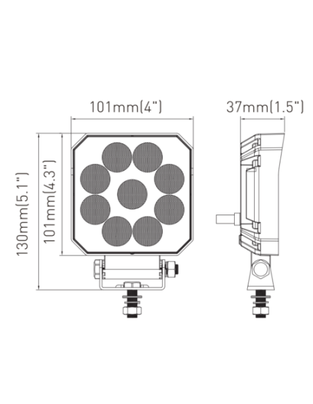 LED work lamp 9xLED square PLUS