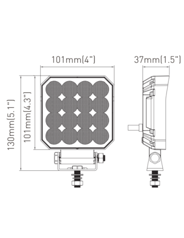 LED work lamp 16xLED square PLUS