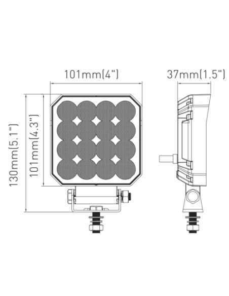 LED work lamp 16xLED square PLUS
