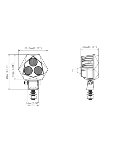 Work lamp 3xLED triangle