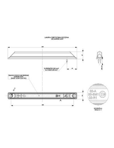 Seitenmarkierungsleuchte Orange LD562 lange 12/24V