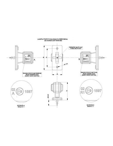 Seitenmarkierungsleuchte 12/24V rot + weiß links LD450