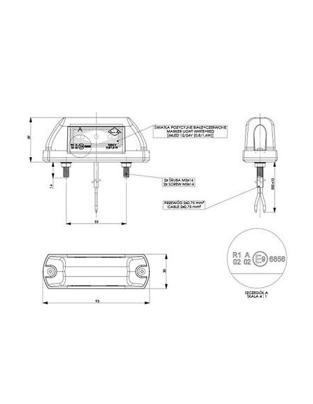 Seitenmarkierungsleuchte LED LD 703 weiß-rot 12/24V
