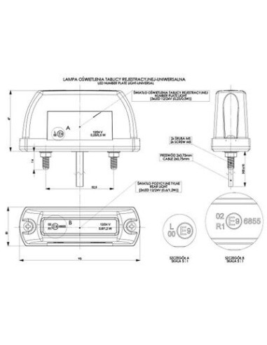 Seitenmarkierungsleuchte LED LD 703 weiß-rot 12/24V