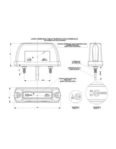 Seitenmarkierungsleuchte LED LD 703 weiß-rot 12/24V