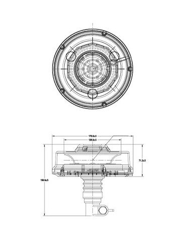 Warnleuchte LED UFO II R65 R10 mit Flex