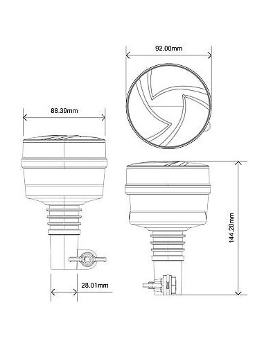 LED-Warnleuchte 19W 30x LED flex