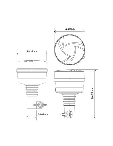 LED-Warnleuchte 19W 30x LED flex