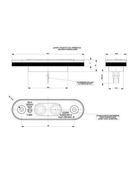 Positionsleuchte Weiss LED 12/24V 956