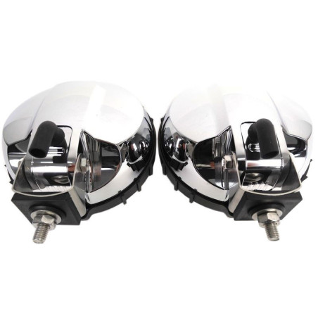 2x Blau chrom rund H3 Halogen Fernscheinwerfer Fernlicht 12V 24V mit Glühbirnen