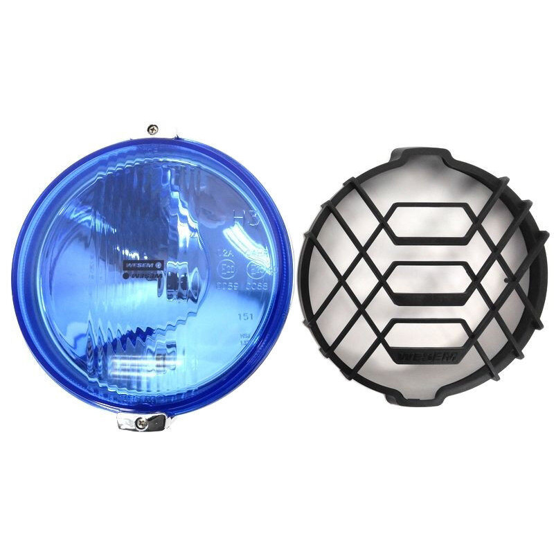 2x Blau chrom rund H3 Halogen Fernscheinwerfer Fernlicht 12V 24V mit Glühbirnen