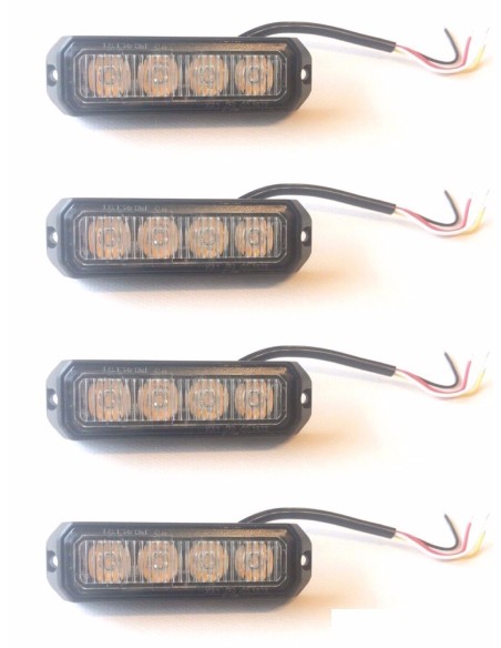 4x LED Frontblitzer Heckblitzer 95x28x19 12V 24V PKW LKW Straßenräumer R65 R10