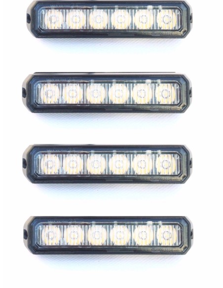 4x LED Frontblitzer Heckblitzer 128x28x19 12V 24V 18W PKW LKW Straßenräumer E9