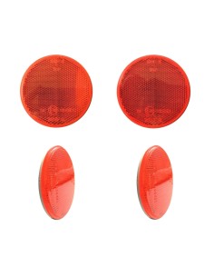 4x Rot Rund Reflektor 78 mm Rückstrahler Katzenauge Selbstklebend Anhänger SET