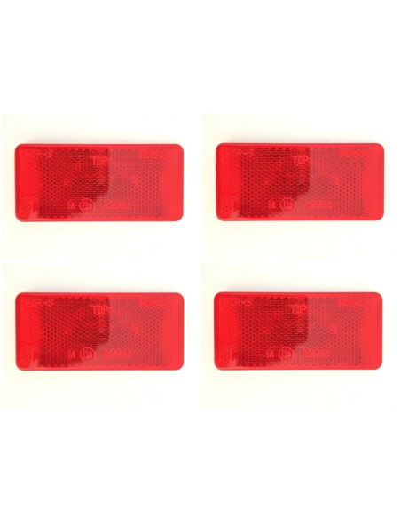 4x Rückstrahler Rot Reflektor 94x44x7 mm Selbstklebend Anhänger Katzenauge SET