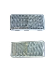 2x Rückstrahler weiß Reflektor 94x44x7 mm Selbstklebend Anhänger Katzenauge SET