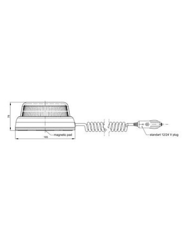 LED Warnleuchte Rund Ø165 Doppelter Blitz 20LED 12V 24V 48V E9 ECE R65 Magnetfuß