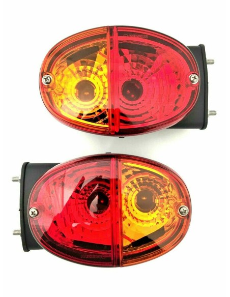 2x Rückleuchte Oval Heckleuchte E20 für Traktor Schlepper Stapler mit Glühbirnen