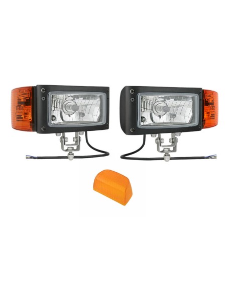 2x Scheinwerfer mit Blinker f. John Deere JCB Merlo Omegahalter mit Lampenschirm