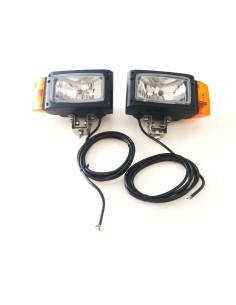 2x Scheinwerfer mit Blinker f. John Deere JCB Merlo Omegahalter mit Lampenschirm 2