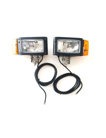 2x Scheinwerfer mit Blinker f. John Deere JCB Merlo Omegahalter mit Lampenschirm