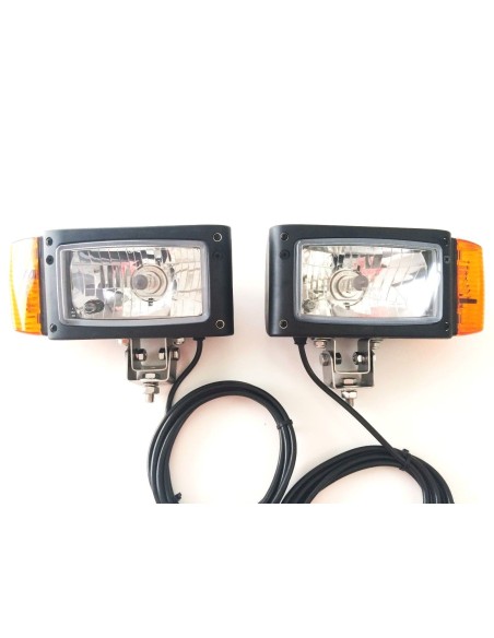2x Scheinwerfer mit Blinker f. John Deere JCB Merlo Omegahalter mit Lampenschirm