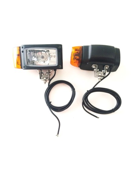 2x Scheinwerfer mit Blinker f. John Deere JCB Merlo Omegahalter mit Lampenschirm