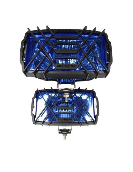 2x Scheinwerfer Fernscheinwerfer 220x123x120 12V 24V Blau Chrom mit Glühbirnen