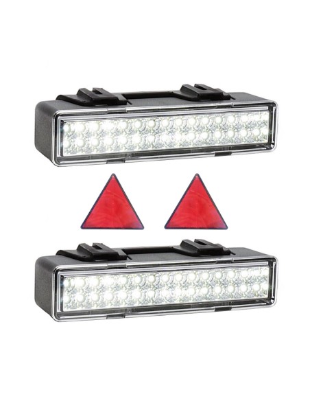 2x LED Rückfahrleuchte 146,5x32,8x50 mm Rückfahrscheinwerfer E20 mit 2 Dreieck