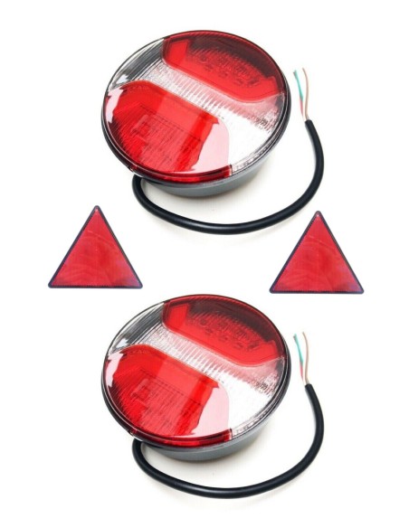 2x 3 Funktionen LED Rückleuchte Rund 122 f. LKW PKW Anhänger Traktor m. Dreieck