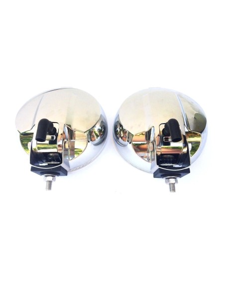 2x Rund H3 Halogen Fernscheinwerfer mit 24V LED Ring Chrom ø183mm mit Glühbirnen