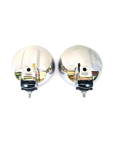2x Rund H3 Halogen Fernscheinwerfer mit 24V LED Ring Chrom ø183mm mit Glühbirnen