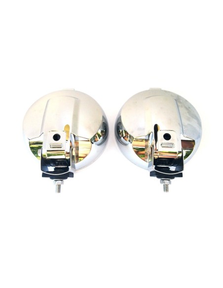 2x Rund H3 Halogen Fernscheinwerfer mit 24V LED Ring Chrom ø183mm mit Glühbirnen