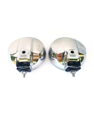2x Rund H3 Halogen Fernscheinwerfer mit 24V LED Ring Chrom ø183mm mit Glühbirnen