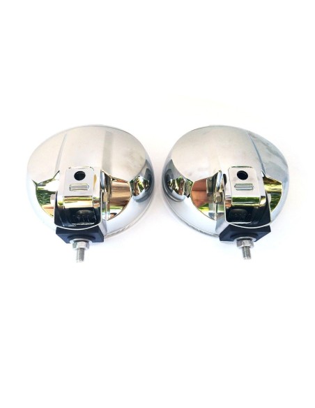 2x Rund H3 Halogen Fernscheinwerfer mit 24V LED Ring Chrom ø183mm mit Glühbirnen