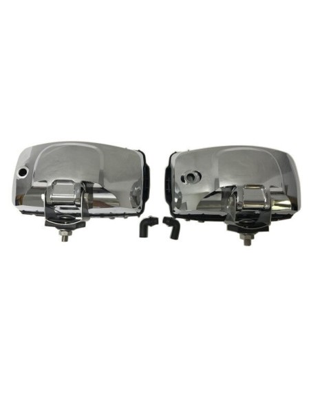 2x Chrom Scheinwerfer H3 Halogen Zusatzscheinwerfer 12V 24V E20 mit Glühbirnen