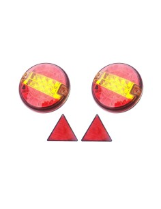 2x Rückleuchte LED 3 Funktionen Rund 140 f. LKW PKW Anhänger Traktor 2xDreieck