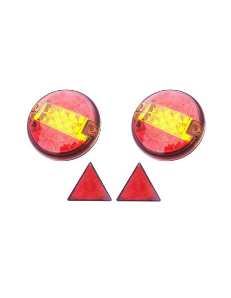 2x Rückleuchte LED 3 Funktionen Rund 140 f. LKW PKW Anhänger Traktor 2xDreieck