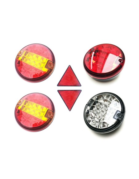 4x LED Rückleuchte Rund Nebelschlußleuchte Rückfahrleuchte Anhänger mit Dreieck